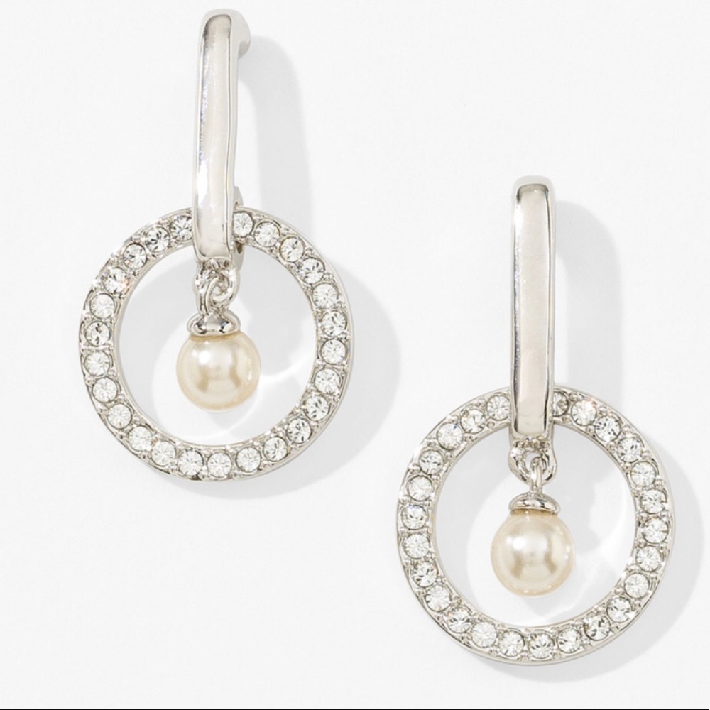 Center of Attention earrings Touchstone Crystal by Swarovski BNIB crystal/pearl